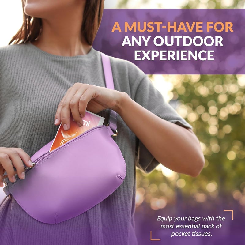 PAMI Ultra-Soft Pocket Tissues [Case of 24 Packs of 8 x 10 Tissues] - 3-Ply Travel Tissue Packs For Kids & Adults- Paper Facial Tissues For Purse, Pocket, Car- Strong & Absorbent Paper Handkerchiefs - Image 3